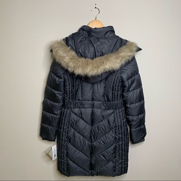 Larry Levine Faux-Fur-Trim Quilted Down Coat - M - Picture 4 of 7